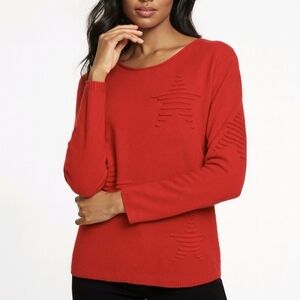 Alexandre Laurent Paris Sweater Red Embossed Hearts Long Sleeve Size M